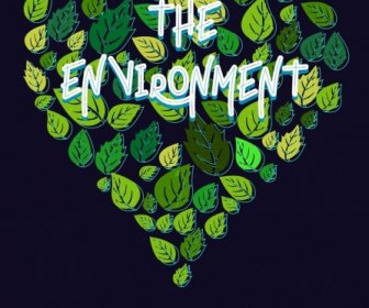 Environment Banner Green Leaves Icons Heart Layout