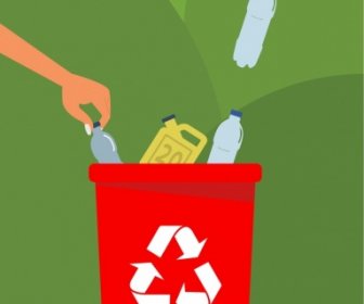 Lingkungan Banner Tangan Plastik Botol Ikon Tempat Sampah