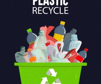 塑膠垃圾回收環境旗幟標誌圖標