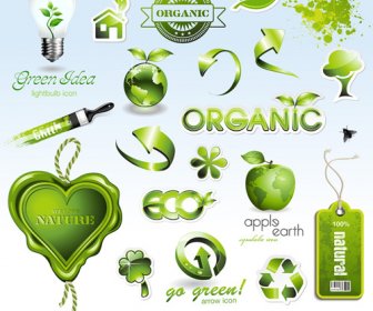 Lingkungan Perlindungan Dan Eco Elemen Ikon Vektor