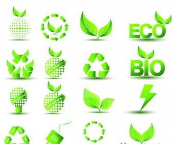 環境保護と環境要素のアイコン ベクトル