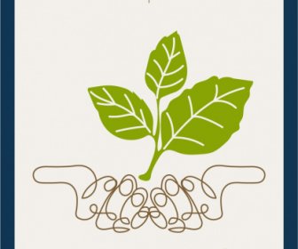 Environmental Protection Banner Flat Leaf Hands Handdrawn