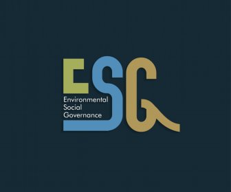 ESG Logotype Flat Dark Stilisierte Texte Dekor