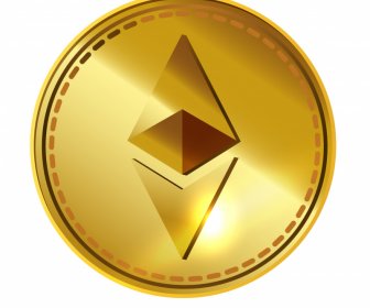 Ethereum Coin Icon Luxury Golden Design