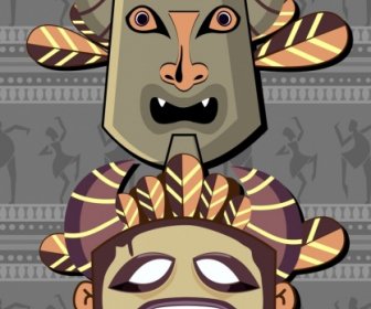 Origem étnica Assustador Máscaras ícones Decoração