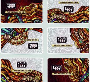 Ethnic Decorative Style Cards Vector Graphics