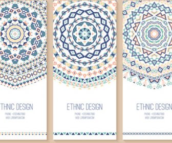 Ethnic Pattern Cards Design Vectors