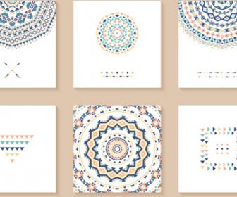 Ethnic Pattern Cards Design Vectors