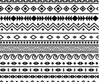 Ethnische Muster Retro Schwarz Weiß Wiederholen Abstrakte Formen