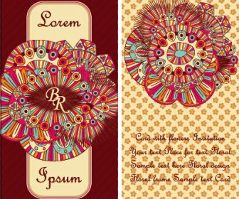 Ethnic Patterns Style Invitation Cards Vector