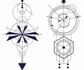 Ethnic Tattoo Templates Flat Geometric Sketch Symmetric Shapes