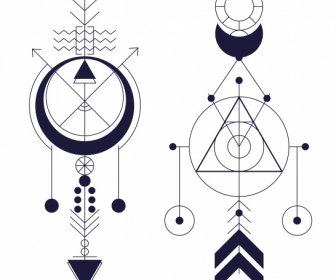 Ethnic Tattoo Templates Flat Symmetric Geometry Shapes