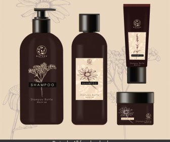 etiqueta para cosmeticos de pelo advertising template elegant dark handdrawn flora decor