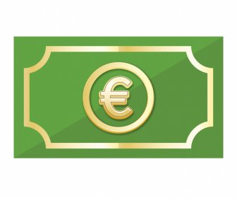 Ikon Euro Cash Sketsa Datar Mengkilap