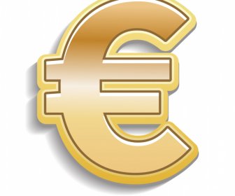 Icono Del Signo Del Euro Diseño Dorado Brillante Moderno