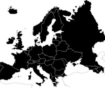 Europe Map Silhouettes Design Vector