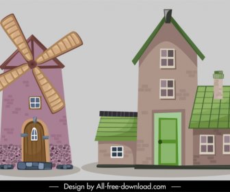 european architecture icons classical windmill house design