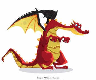 ícone Europeu Do Dragão Esboço Engraçado Do Personagem Dos Desenhos Animados