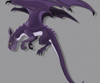 Europäische Drachen-Symbol Violett Design Cartoon Charakter Skizze