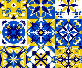 European Pattern Templates Formal Colorful Symmetric Shapes
