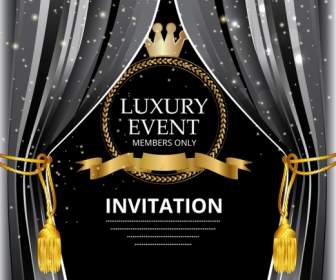 Event Invitation Card Crown Ribbon Icons Elegant Design
