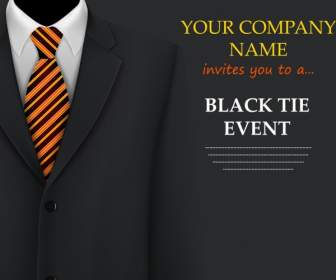 Event Invitation Card Template Suit Icon Black Background