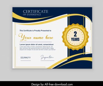 Experience Certificate Template Elegant Curves Stamp Decor