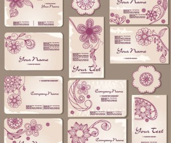 Exquisite Floral Card Template Vector
