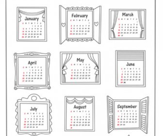 Exquisite14 Calendari Creativo Vettoriale