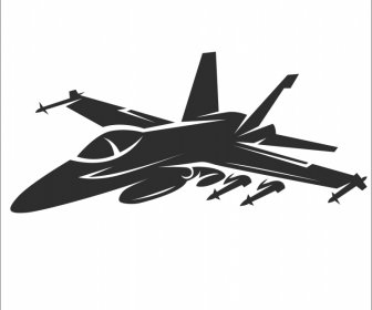 F 18ジェットアイコンダークシルエットアウトライン