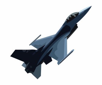 F16ジェット機アイコンダイナミックモダン3Dアウトライン