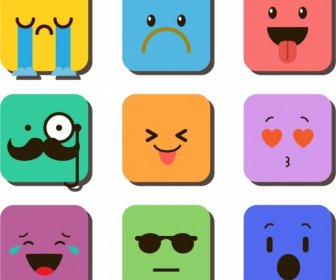 Emoticon Wajah Koleksi Kotak Berwarna-warni Hiasan