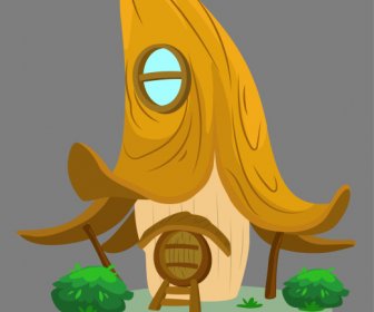 Fairy House Icon Retro Tall Roof Sketch