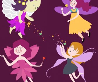 Fairy Icons Collection Cute Cartoon Design