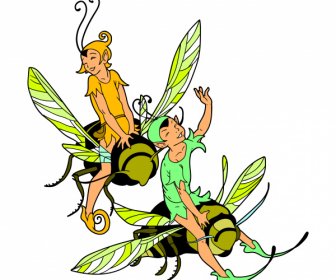 fairy riding honey bee