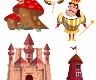 Cuento De Hadas Elementos De Diseño Castillo Rey Boceto Legendario