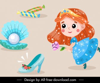 Fairy Tale Design Elements Princess Objects Sketch