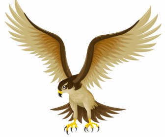 Falcon Icon Flying Hunter Sketch Colored Cartoon Design