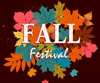 Fall Festival Background Colorful Leaves Ornament Dark Design