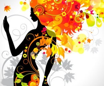 Fall Floral Girl Design Vector Graphic