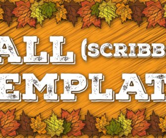 Fall Scribbled Leaf And Background Template For Thanksgiving Cards