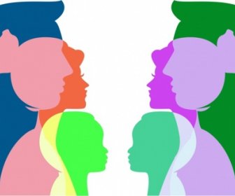 Family Background Colorful Silhouette Human Icons
