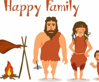 家庭背景石器時代設計卡通人物