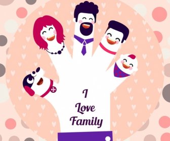 Family Banner Hand Fingers People Icons Decor