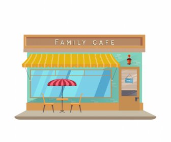 Family Coffee Shophouse Facade Template Elegant Simple Decor