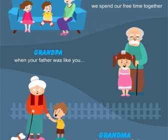 Ilustracja Koncepcje Rodziny Z Seniorów I Dzieci