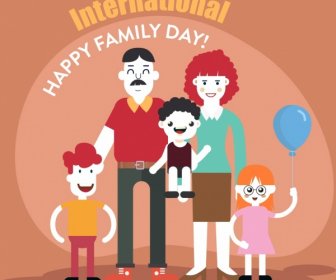Hari Keluarga Poster Bahagia Keluarga Ikon Kartun