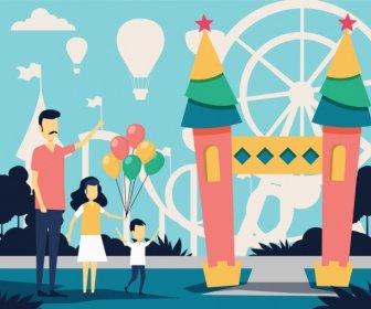 Family Lifestyle Drawing Recreation Park Icon Cartoon Sketch