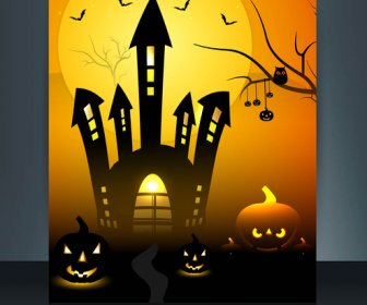 Fantastic Happy Halloween Brochure Reflection Colorful Background Vector