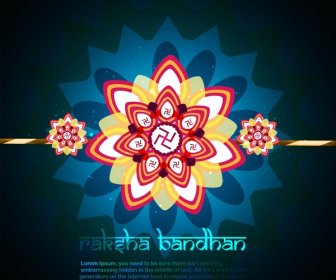 Fantastic Raksha Bandhan Card Blue Colorful Design Vector